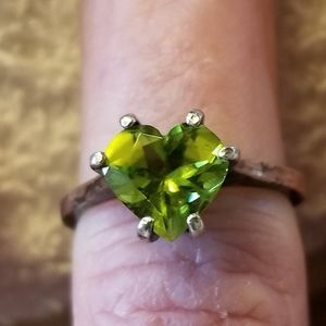Sterling Peridot Heart Ring